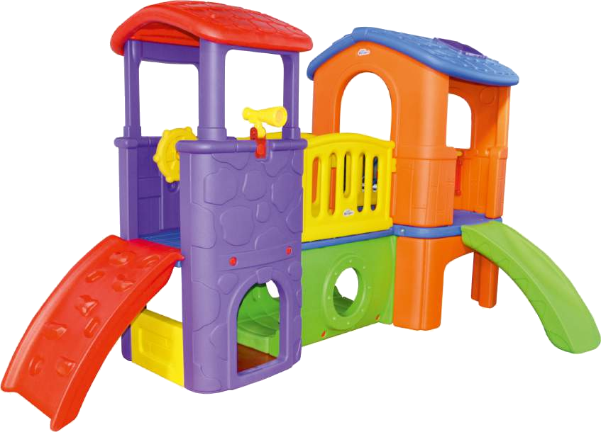 Colorful indoor play structure with slide from the ANKUSH Playways catalog